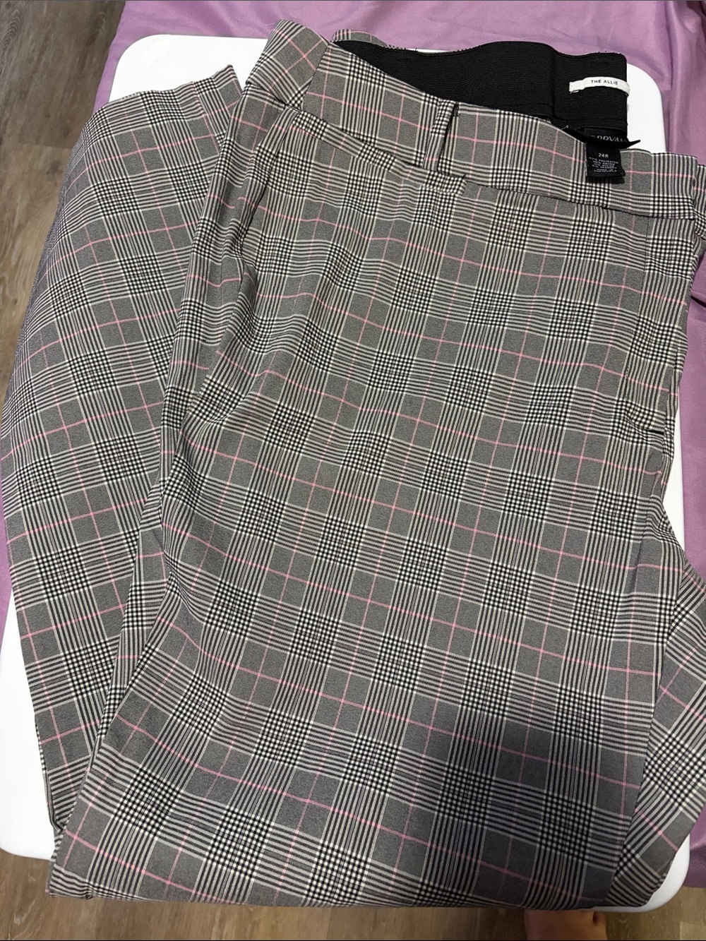 Lane Bryant Gray Plaid Dress Pants with Pink Windowpane